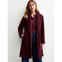New Look Unlined Tailored Coat - Dark Burgundy