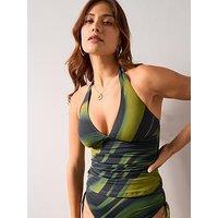 The Very Collection Shape Enhancing Padded Tankini Top - Green