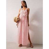 The Very Collection Floral Stripe Beach Maxi Dress - Red
