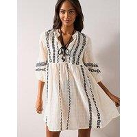 The Very Collection Embroidered Bead Mini Beach Dress - Black