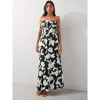 The Very Collection Mix & Match Halter Shirred Bandeau Maxi Dress - Black