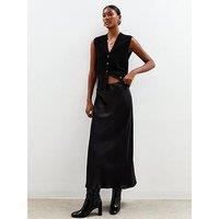 New Look Satin Bias Cut Midi Skirt - Black