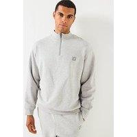 Lyle & Scott Loungewear 1/4 Zip Sweatshirt- Dark Grey - Light Grey