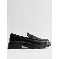 New Look Black Faux Leather Chain Link Chunky Loafer