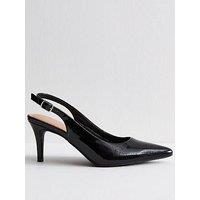 New Look Faux Patent Slingback Pumps - Black