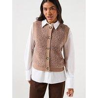 Jdy Sleeveless Button Boucle Knit Vest - Beige