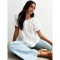 New Look White Floral Crochet Embroidered Top