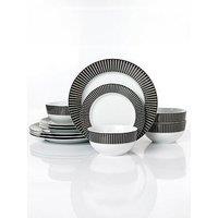 Waterside 12Pc Black & Grey Stripe