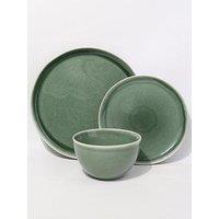 Waterside 12Pc Green Reactive Glaze Lipped