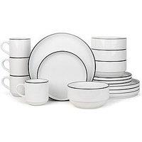 Waterside 16Pc Stackable White/Black Rim