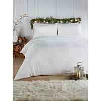 Duvet Day Snow Crystal Tufted Christmas Duvet Set White