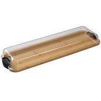 Faberware Large Build-A-Board Bamboo Serving Platter, Long Rectangle Portable Snack Box With Clear Bpa-Free Lid And Black Locking Handles, 17.5 X 56Cm
