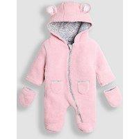 Jojo Maman Bebe Baby Girls Cosy Borg Mouse Pramsuit - Pink