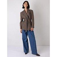 Vi.Ve.Re Wilma Check Belted Blazer - Brown