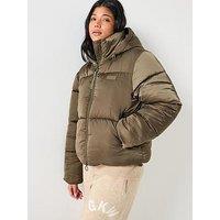 Gym King Womens Cropper Padded Jacket - Khaki