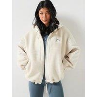 Gym King Womens Borg Woven Jacket - Cream
