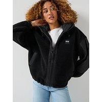 Gym King Womens Borg Woven Jacket - Black