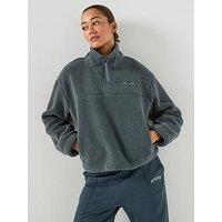 Gym King Womens Linear Borg 1/4 Zip Fleece - Blue