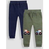 Jojo Maman Bebe Toddler Boys 2-Pack Tractor Applique Knee & Plain Joggers - Green
