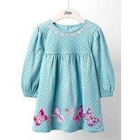 Jojo Maman Bebe Toddler Girls Butterfly Applique Balloon Sleeve Dress - Green