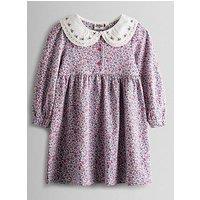 Jojo Maman Bebe Toddler Girls Floral Button Front Peter Pan Dress - Dark Red
