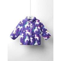 Jojo Maman Bebe Toddler Girls Unicorn Borg Fleece Jacket - Purple