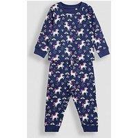 Jojo Maman Bebe Toddler Girls Glow In The Dark Unicorn Print Jersey Pyjamas - Purple