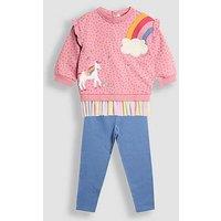 Jojo Maman Bebe Toddler Girls Unicorn & Rainbow Tulle Sweatshirt & Leggings Set - Pink