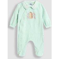 Jojo Maman Bebe Baby Girls Hedgehog Velour Applique All-In-One - Blue