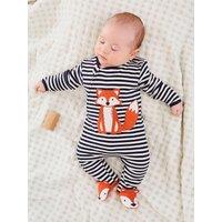 Jojo Maman Bebe Baby Boys Fox Applique Zip Sleepsuit - Cream