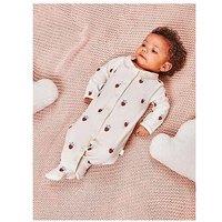 Jojo Maman Bebe Baby Girls Strawberry Embroidered Sleepsuit - Cream