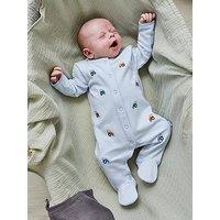 Jojo Maman Bebe Baby Boys Tractor Embroidered Sleepsuit - Blue