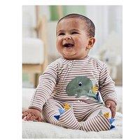 Jojo Maman Bebe Baby Boys Dino Applique Zip Sleepsuit - Beige