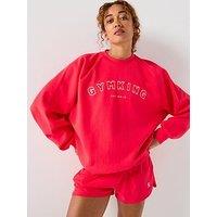 Gym King Womens Shadow Oversized Crew - Red
