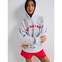 Gym King Womens Shadow Oversized Hoodie - Snow Marl