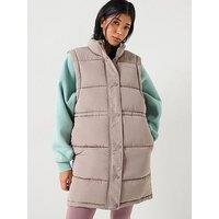 Gym King Womens Padded Longline Gilet - Brown