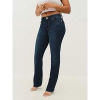 True Religion Billie Mid Rise Straight Fit Jeans - Blue