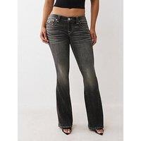 True Religion Joey Low Rise Flared Jeans - Grey