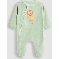 Jojo Maman Bebe Baby Unisex Lion Velour Applique All-In-One - Green