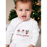 Jojo Maman Bebe Baby Unisex My First Christmas Sleepsuit - Cream