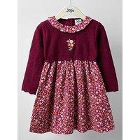 Jojo Maman Bebe Toddler Girls Floral Collar Knitted Dress - Dark Red