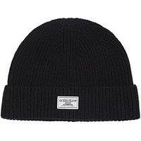 Guess Jeans Patch Logo Knitted Beanie - Black