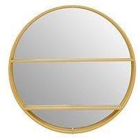Interiors By Premier Avento Gold Shelved Wall Mirror