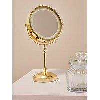 Interiors By Premier Cassini Gold Finish Iron Led Table Mirror