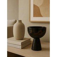 Interiors By Premier Salmo Small Black Marble Pedestal Bowl