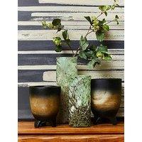 Interiors By Premier Arlo Small Wooden Black Ombre Planter