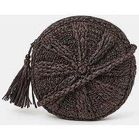 Accessorize Raffia Circle Crossbody Bag - Brown