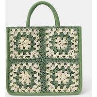 Accessorize Crochet Raffia Handbag - Green