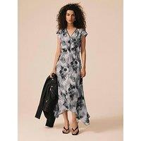 Mint Velvet Abstract Print Zip Dress - Grey