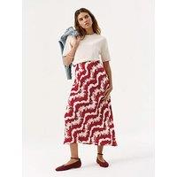 Mint Velvet Abstract Floral Print Skirt - Red